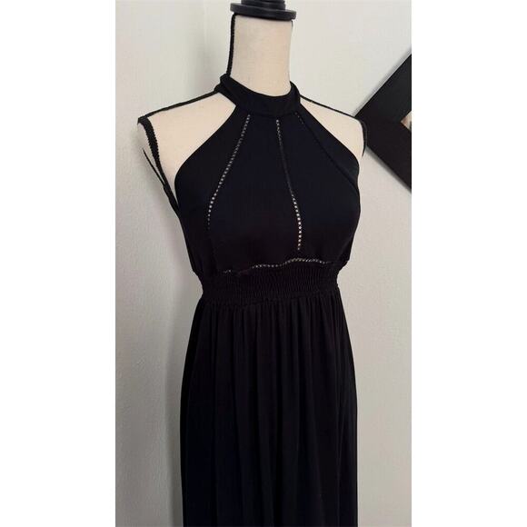 Womens Black Halter Neck Sleeveless Maxi Dress Size S Poof New York Macy's - Picture 3 of 10